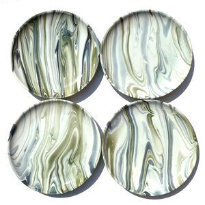 “Simone” marbleized 8” plates, set of FOUR, from Crate & Barrel.